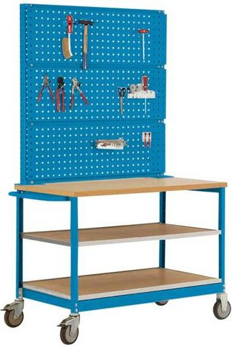 Manuflex MW2011.5012 Werkbank Mobil mit Lochwand in Licht-Blau (RAL 5012), B/T/H: 113,5 x 78,0 x 59,0 cm - Bild 1