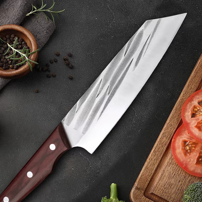 InLeung Handgeschmiedetes Fleischmesser aus Edelstahl mit Holzgriff, 17,78 cm Küchenchef-Messer für Metzger und Fisch - Bild 5