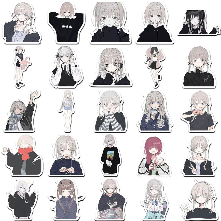 Bandai Kawaii Anime Yandere Mädchen Aufkleber, Cartoon-Sticker, 10/30/50 Stück - Bild 3