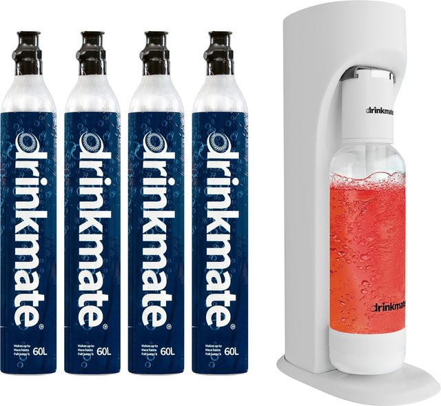 Drinkmate OmniFizz Sprudelwasser- und Sodabereiter in Weiß mit vier 425g CO2-Flaschen - Bild 1
