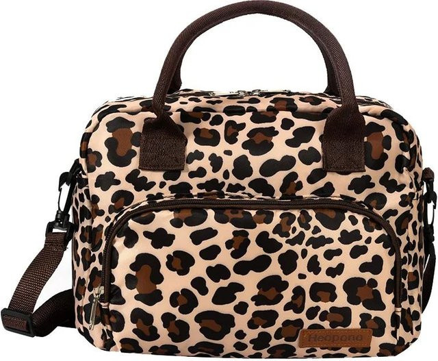 Isolierte Lunchtasche aus Oxford-Stoff mit Leopardenmuster in Multicolour für Damen und Kinder - Bild 1