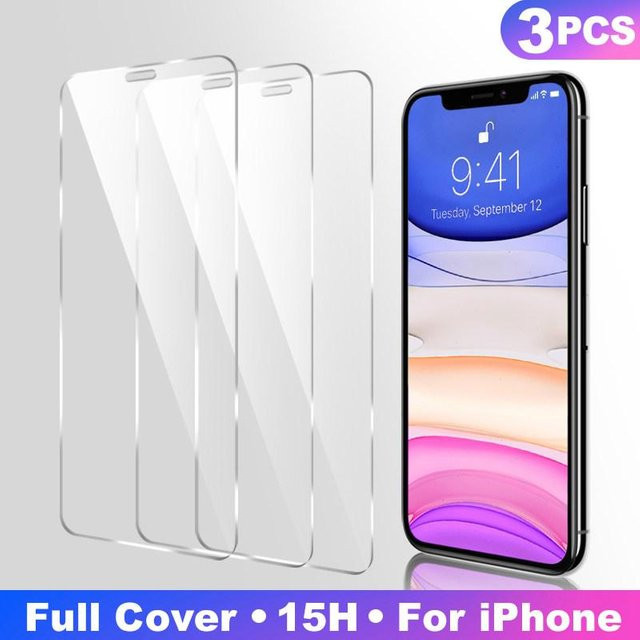 3er-Set Displayschutzfolie aus gehärtetem Glas für iPhone Modelle in Weiß und Transparent von 3C GO GO - Bild 1