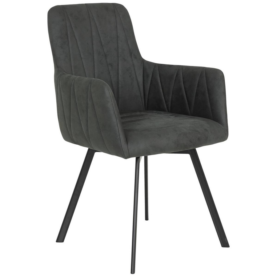 2er Set Stühle Hela im Vintage-Design aus Microfaser und Metall, Farbe: Anthrazit, B/H/T: 56 x 88 x 64 cm - Bild 4