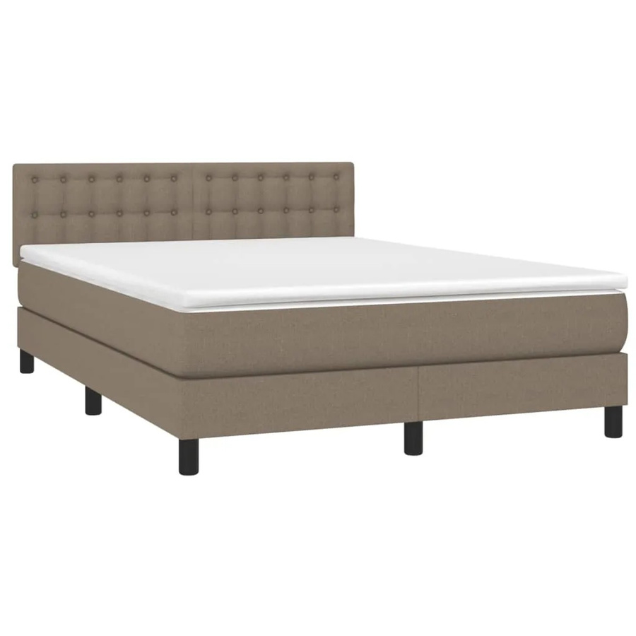 vidaXL Boxspringbett mit Matratze und LED-Unterbettbeleuchtung in Taupe, Hybrid-Bett mit USB-Ladeport und Taschenfederkern, B/T/H: 140 x 190 x 78 cm - Bild 2