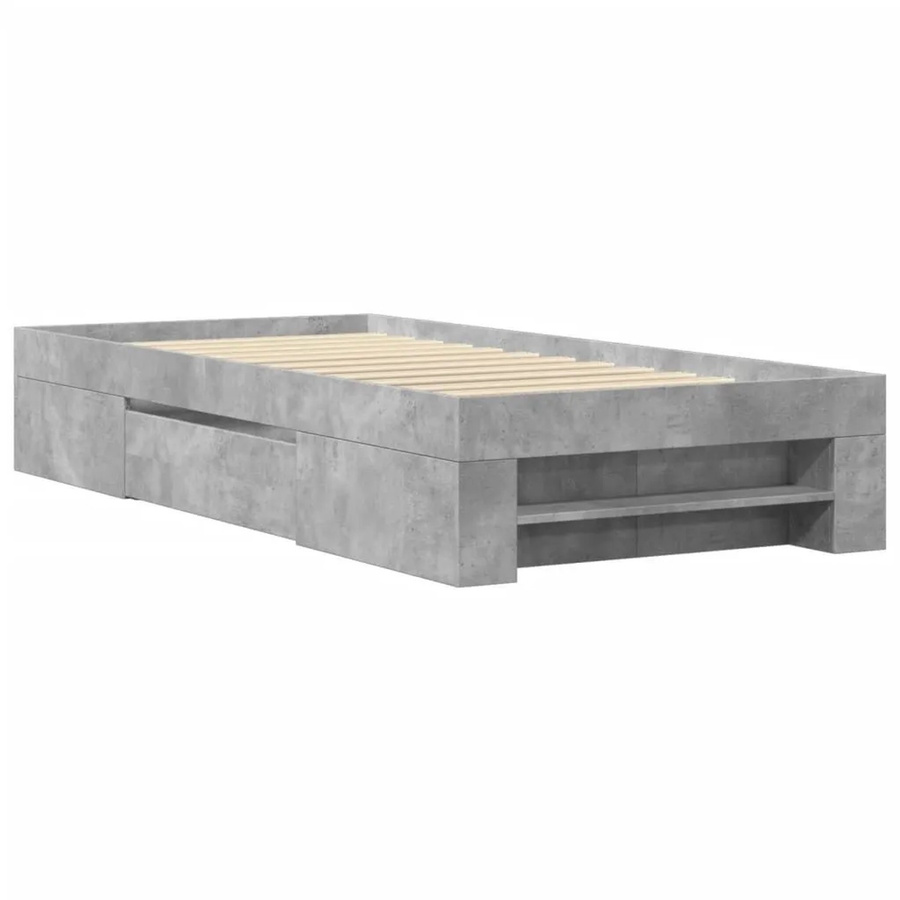 vidaXL Bettgestell aus Holzwerkstoff in Betongrau mit Schubladen, B/T/H: 100 x 200 x 33 cm - Bild 2