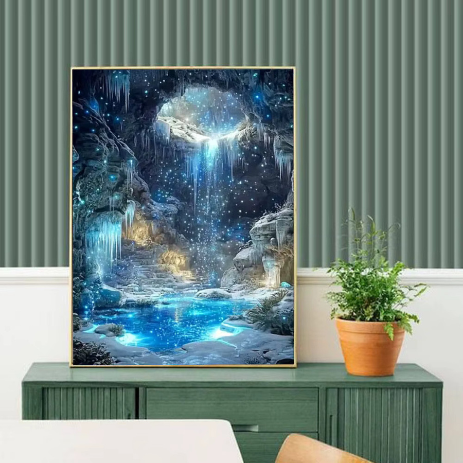Huacan 5D-Diamantgemälde Wasserfall-Landschaft mit runden Bohrern als Mosaik-Fantasy-Gemälde zur Heimdekoration B/H: 20 x 30 cm - Bild 3