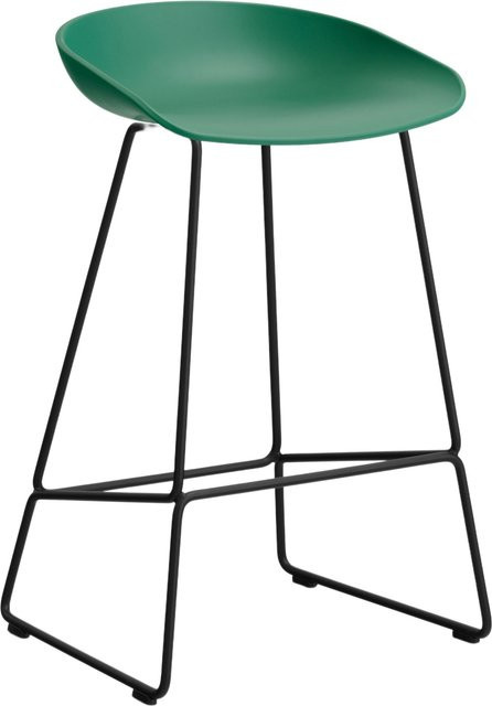 HAY About A Stool AAS 38 Hocker in Grün mit Stahlgestell und Polypropylen-Sitzschale im industriellen Design - Bild 1
