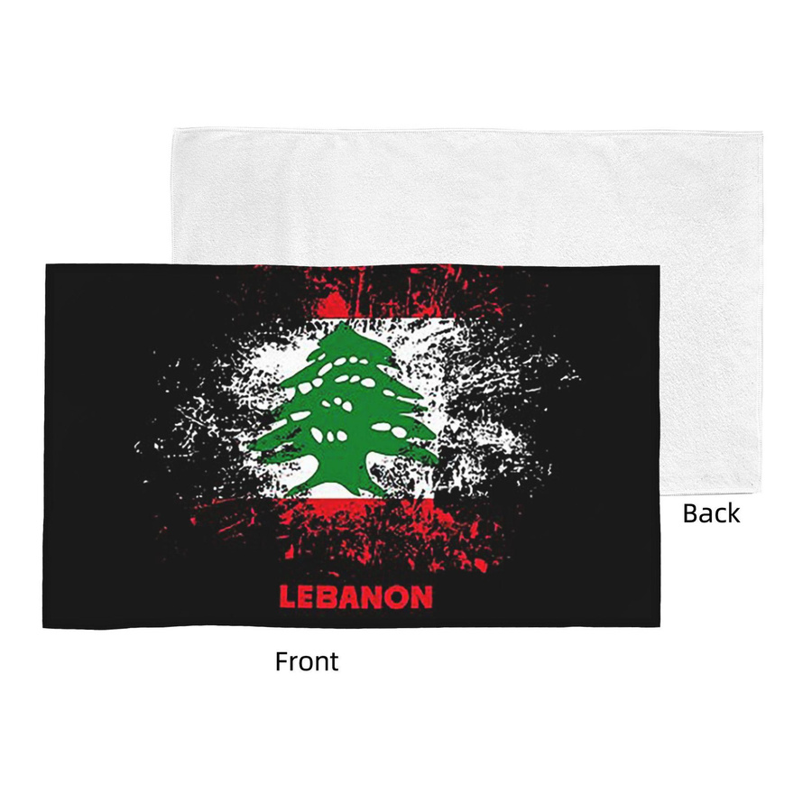 Aquarell Libanon Flagge Baumwollhandtuch Multicolor B: 30 cm, H: 60 cm - Bild 2
