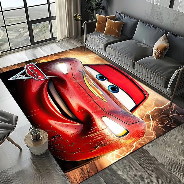 MINISO Disney Cars Lightning McQueen Kinder Teppich mit Motiv, rot, B/T: 80 x 120 cm - Bild 1