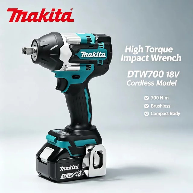 Makita DTW700 Akku-Schlagschrauber 18 V mit 1000 Nm Drehmoment, bürstenloser Motor und variabler Geschwindigkeit - Bild 1