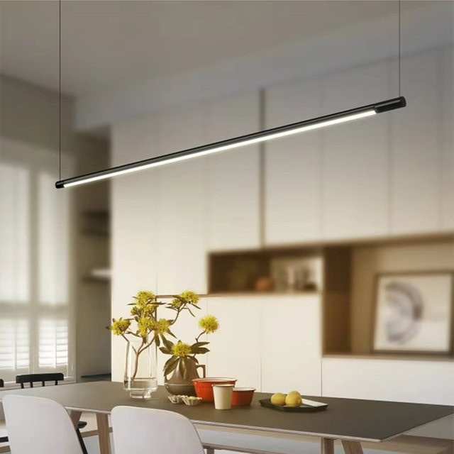 Minimalistische LED-Pendelleuchte IISINUO aus Aluminium in Schwarz für Esszimmer, Schlafzimmer und Arbeitszimmer - Bild 1