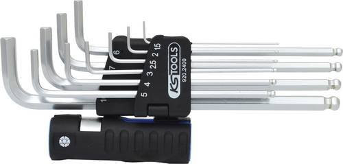 KS Tools 3 in 1 Innensechskant-Winkelstiftschlüssel-Satz XL, 10-teilig, Kugelkopf, Silber - Bild 1