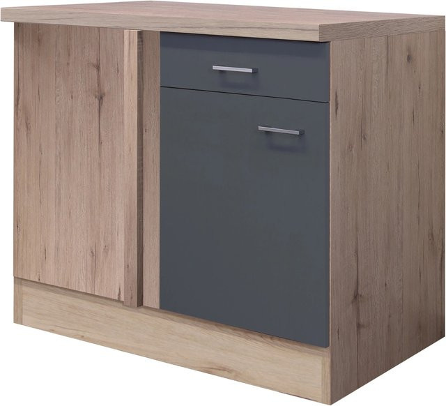 Flex-Well Küchen-Eck-Unterschrank Morena in Eichefarben und Basaltgrau matt, B/H/T: 110 x 85 x 60 cm - Bild 1