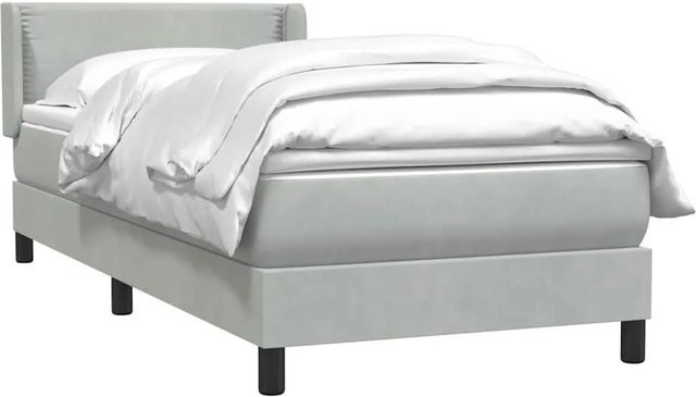 vidaXL Boxspringbett mit Matratze in Hellgrau aus Samt, Hybridbett mit Taschenfederkern, B/T/H: 80 x 220 x 83 cm - Bild 1