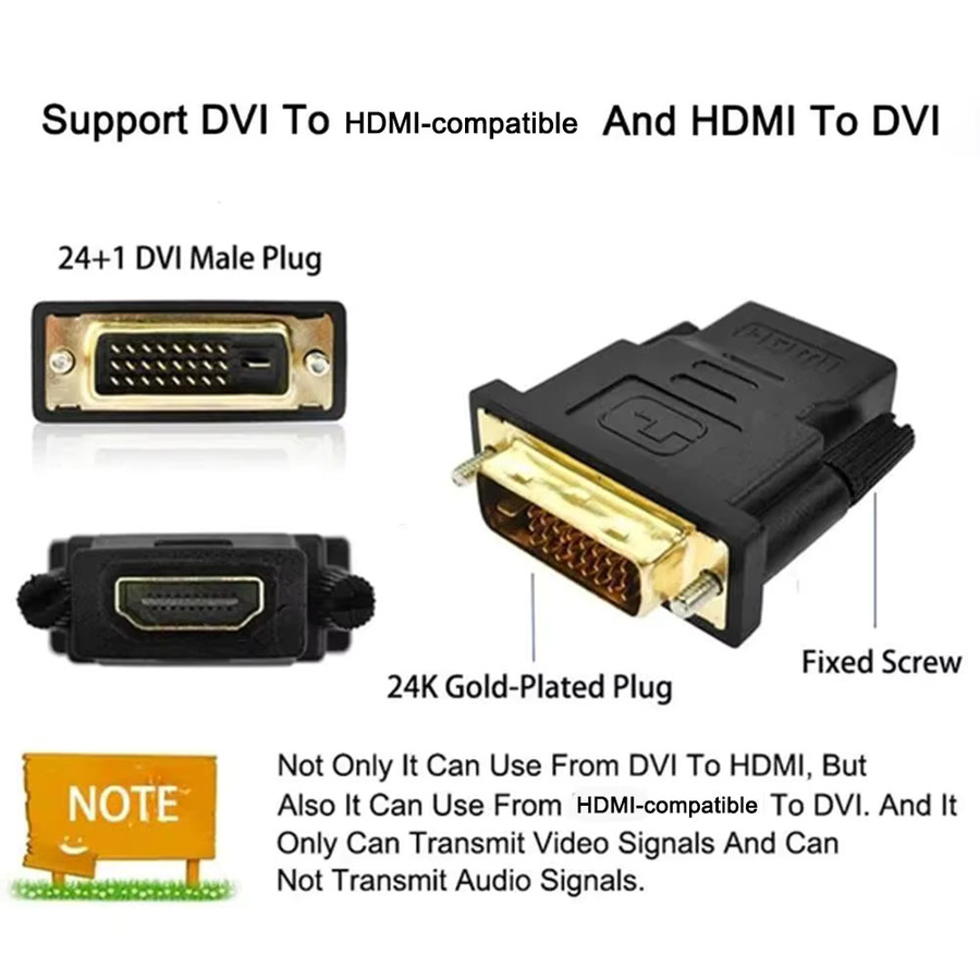 DisplayPort zu DVI Adapter Kabel in Schwarz für PC, Laptop und Monitor mit 1080P HD Unterstützung - Bild 4