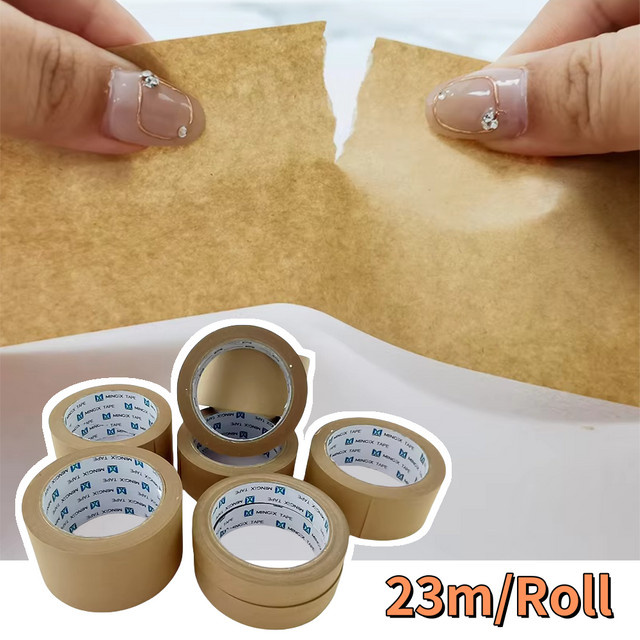 Selbstklebendes Kraftpapier-Klebeband in Braun, verstärkt und gummiert, 23 m pro Rolle zum Verschließen von Kartons - Bild 1