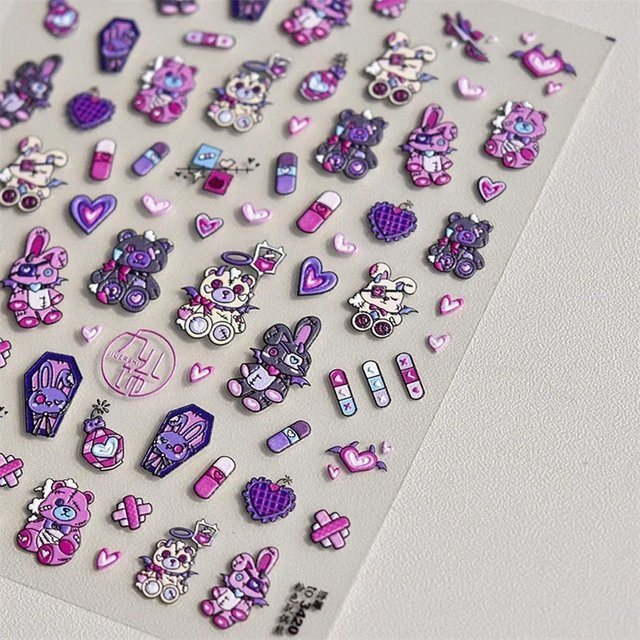 Rhstoe Nail Art Aufkleber, Dunkelblau Lila, 3D 5D Maniküre Aufkleber - Bild 1