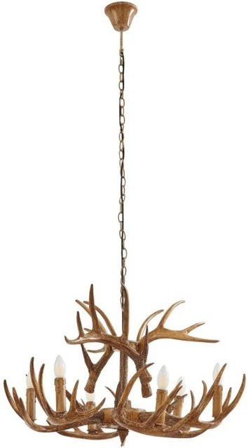 Lindby Pendelleuchte Fibi Geweih-Design in Braun, 6-flammig, E14, Rustikal-Vintage-Stil für das Wohnzimmer, Höhe: 240 cm, Breite: 80 cm, Tiefe: 40 cm - Bild 1
