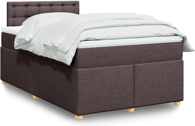 vidaXL Boxspringbett mit Matratze Dunkelbraun B/T/H: 120 x 200 x 100,5 cm mit USB-Anschluss und Unterbettbeleuchtung - Bild 1