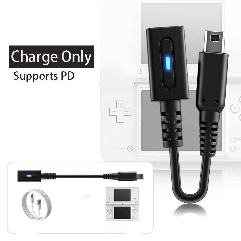 OULLX USB-C Ladekabel mit LED für NDSi, 3DS und 3DS LL Spielkonsolen, Schwarz - Bild 3