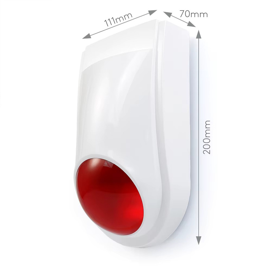 HOMSECUR Drahtlose Blitzsirene E6 mit rotem LED-Licht für Innen- und Außenbereich, 120 dB, kompatibel mit GSM WIFI 4G Alarmsystemen - Bild 3