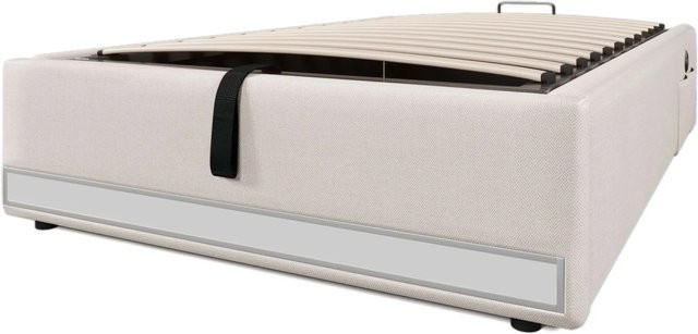 okwish Polsterbett Beige mit LED, USB-Anschluss und Stauraum für das Kinderzimmer, B/T/H: 90 x 200 x 91,5 cm - Bild 1