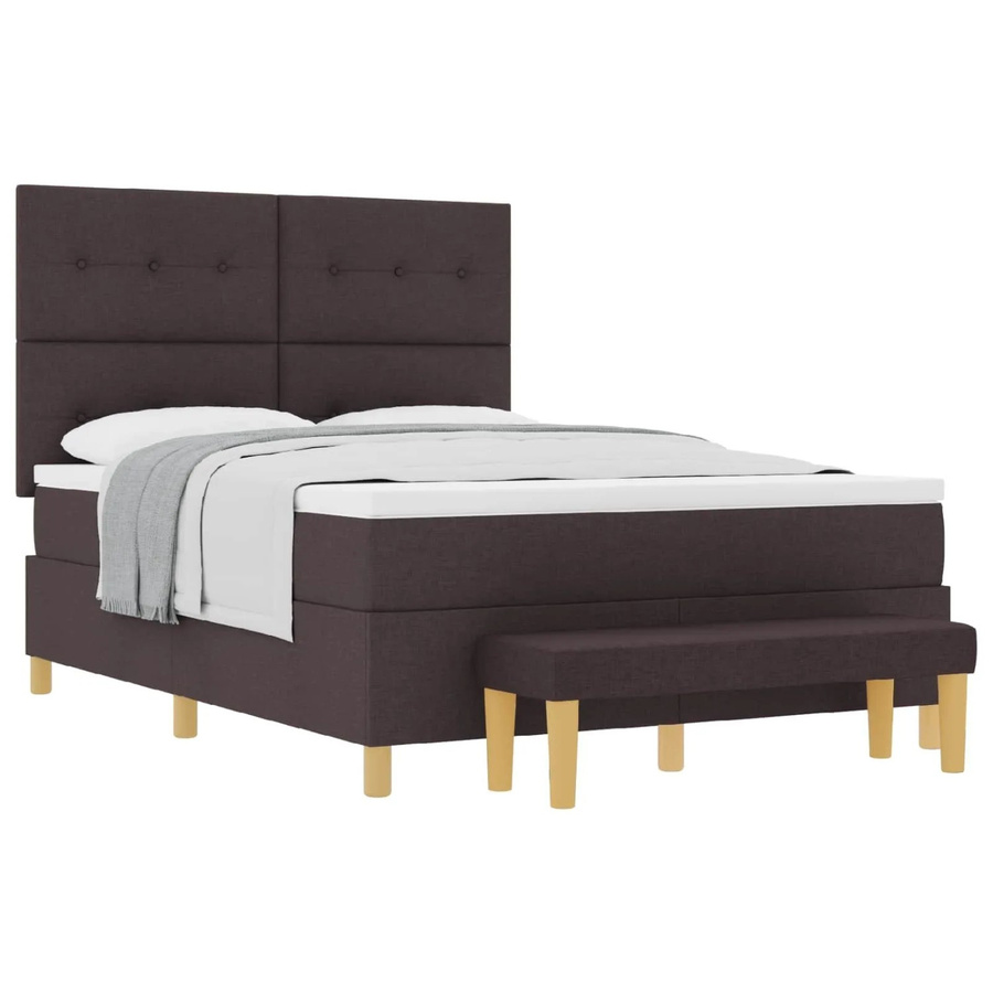 vidaXL Boxspringbett Dunkelbraun mit Matratze und Kopfteil aus Stoff, B/T/H: 160 x 200 x 128 cm - Bild 2