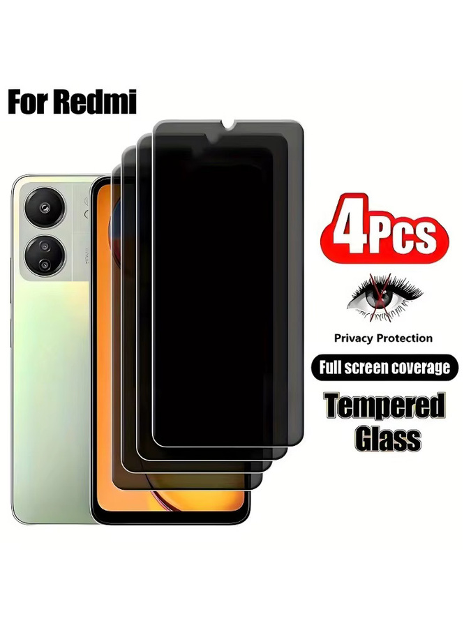 DIXSG 4er Pack Anti-Spy Displayschutzfolie aus gehärtetem Glas für Redmi Note 14 5G 13 12 11 Pro 14S 12S 11S 15C 15 14C 13C 12C 10A 9A in Schwarz und Transparent - Bild 7