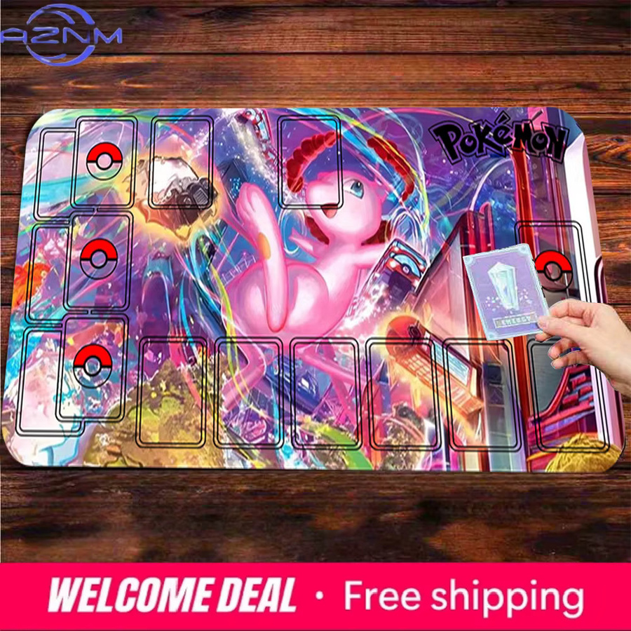 Potdemiel Pokemon TCG Spielmatte Mew Fantasy Colorful, rutschfeste Gaming-Mausunterlage für deinen Schreibtisch, Multicolour - Bild 2