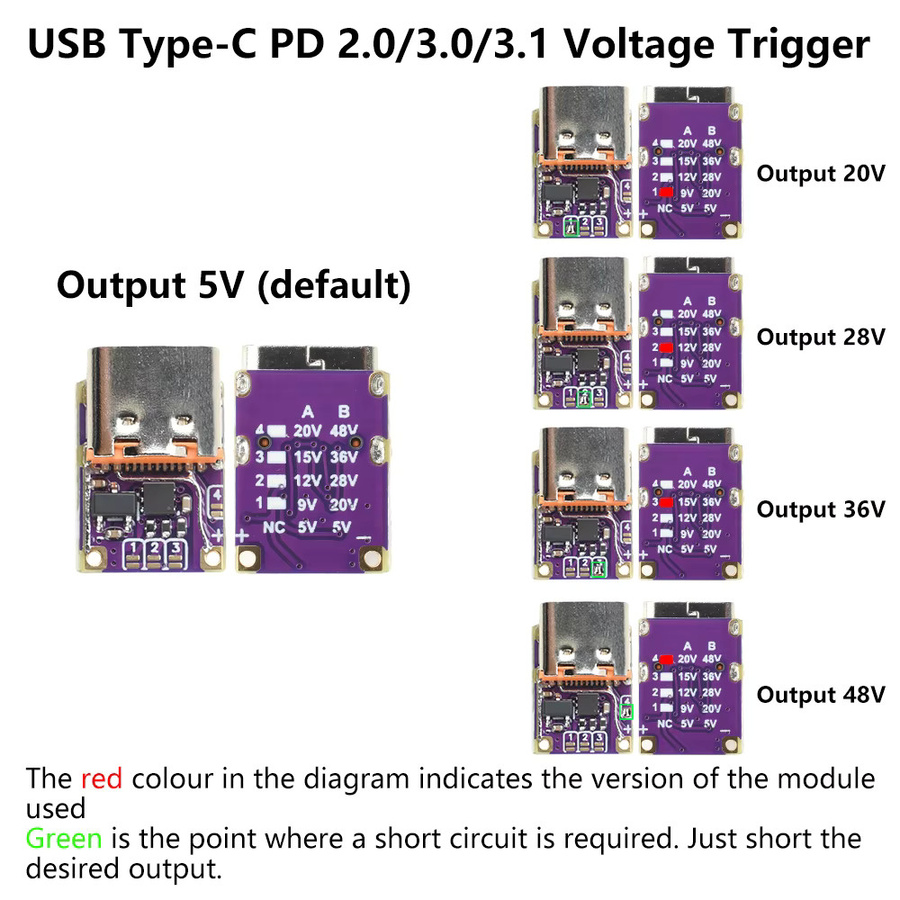 DIY NOW Typ-C PD QC Decoy Schnelllademodul Spannungs-Trigger für DIY Powerbank-Lademodule in Multicolour - Bild 2