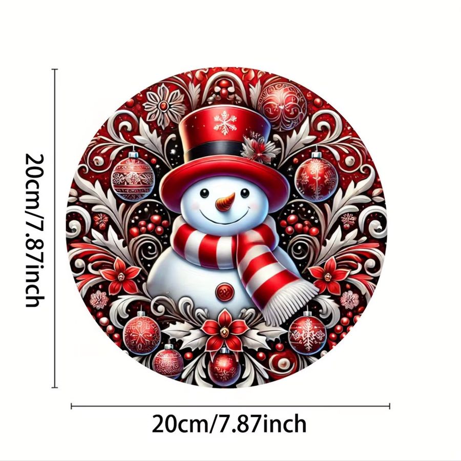 Rundes Schneemann Metallschild von Potdemiel zur Wanddekoration im Bauernhaus-Stil für Weihnachten, Multicolor - Bild 3
