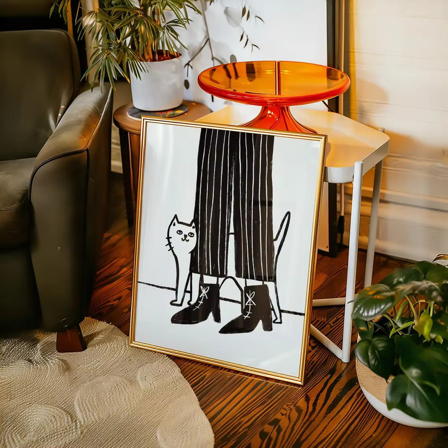 Moderne Wanddekoration von SHENCHEN mit Katzen- und Streifenmuster in Schwarz, rechteckig - Bild 4