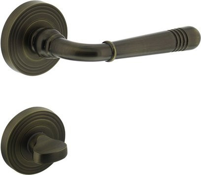 Intersteel Türdrücker mit Rosette Helena in Gold und Braun aus Messing mit WC-Funktion, Durchmesser: 5,5 cm, Stift: 8 mm - Bild 1