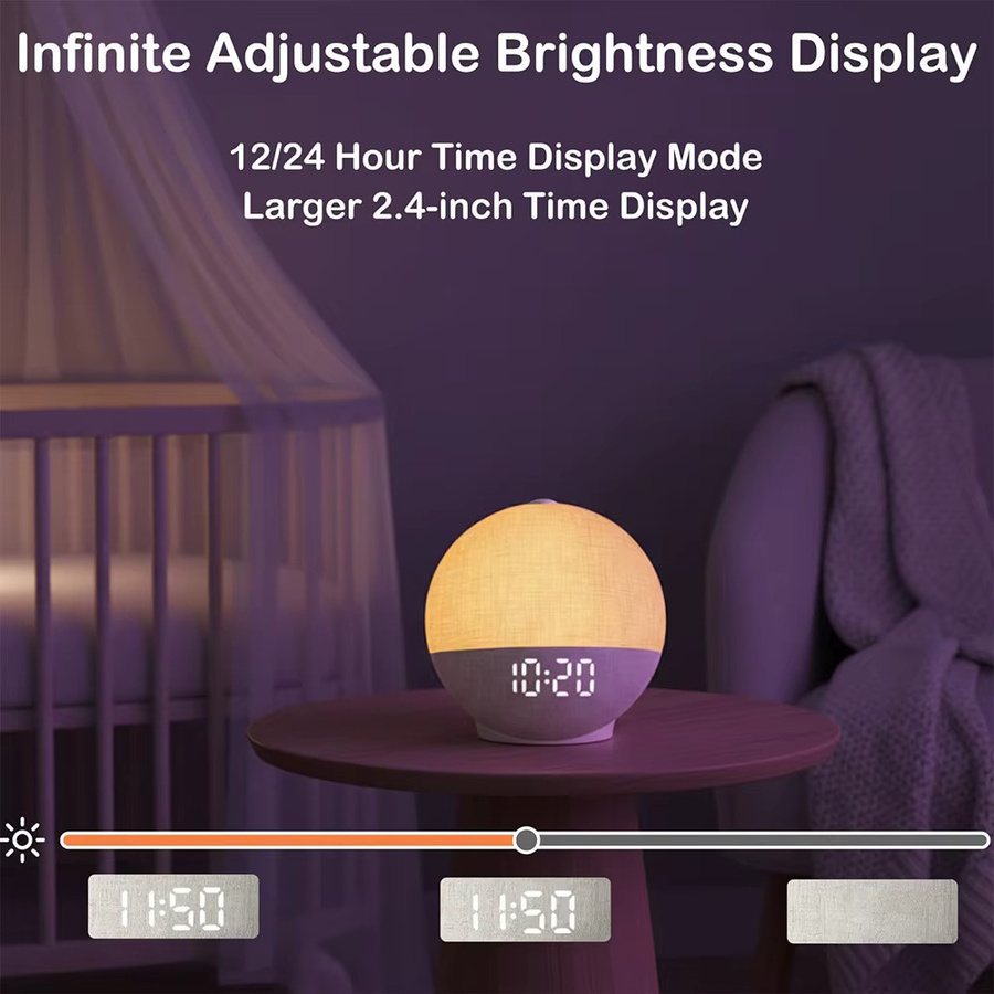Wake Up Light Sonnenaufgang Wecker mit Bluetooth Lautsprecher, White Noise Sound Maschine und RGB Farbwechsel Nachtlicht in Weiß - Bild 4