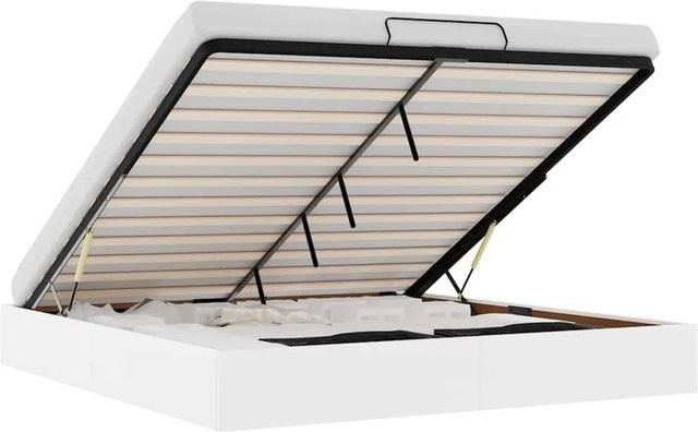 vidaXL Ottoman-Bett mit Lift-up-Funktion aus Kunstleder in Weiß, B/T/H: 160 x 203 x 23,5 cm - Bild 1