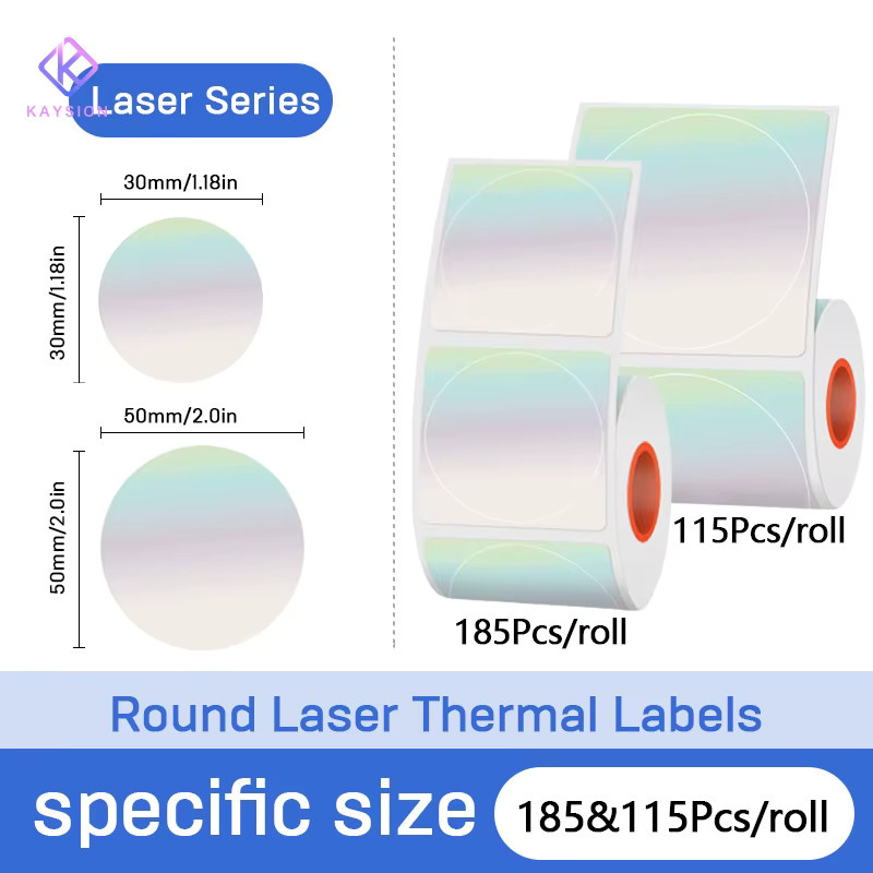 KAYSION Rundes Laser-Thermoetikettenpapier, holografisch und kratzfest, Silber, Gold oder Lila - Bild 2