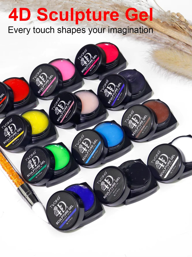 TWOING Soak-Off Skulpturen-Gel-Set, 12 Farben, mit Stift für Nagelkunst - Bild 4