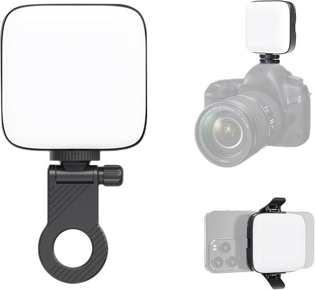 Andoer Tragbare LED-Taschenfotografielampe für Vlog mit einstellbarer Farbtemperatur 3000K-9900K, Schwarz - Bild 1