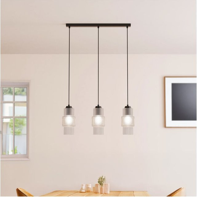 HOME DELUXE Hängeleuchte YUKI aus Glas und Metall in Transparent und Schwarz - Bild 1