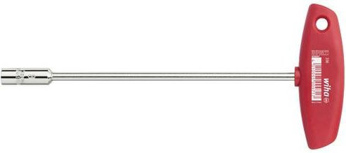 Wiha Steckschlüssel-Schraubendreher mit Quergriff Sechskant in Silber und Rot, Schlüsselweite: 10 mm, Klingenlänge: 125 mm - Bild 1