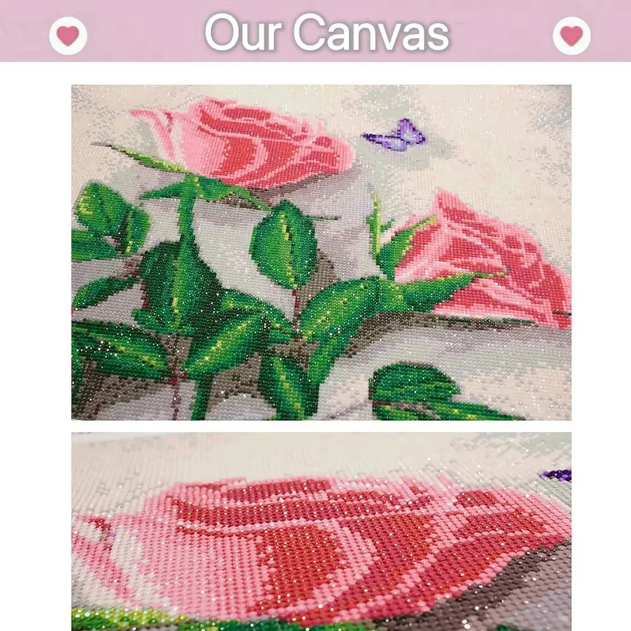 YUTTEE DIY Diamant Mosaik Set mit floralem Blumenmuster in Bunt, Lilie und Rose als Stickerei-Malerei für Erwachsene, B/H: 20 x 20 cm - Bild 3