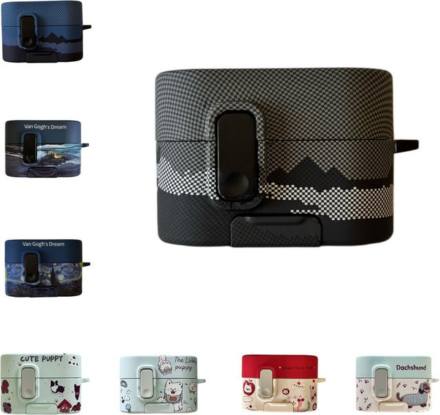 Sony WF-1000XM6 Kopfhörerhülle mit Retro Mountain Checkered Print in Beige, harte PC-Schutzhülle mit Carbon-Textur und stoßfestem Design - Bild 1