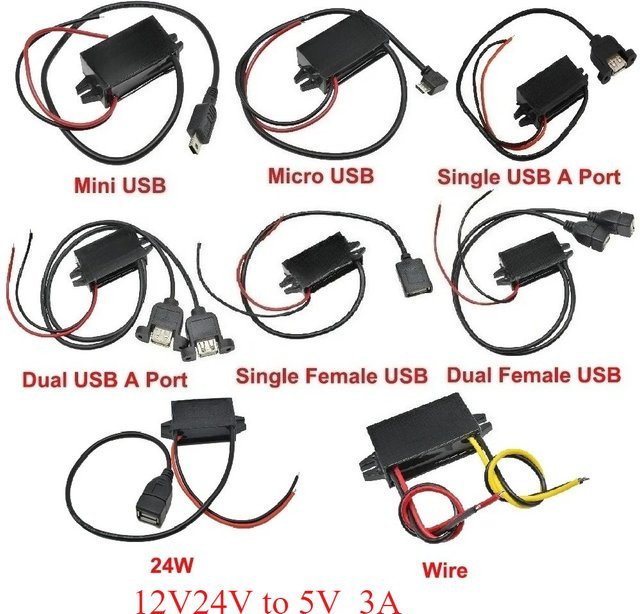 Waohei DC-DC Step Down Buck Converter Modul 12V auf 5V mit USB-C und Micro-USB Anschluss in Schwarz - Bild 1