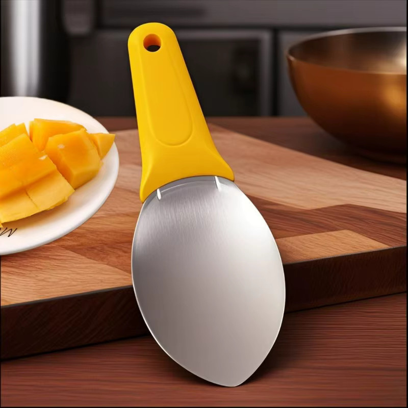 Multifunktionaler 5-in-1 Mangoschneider aus Edelstahl als Schäler und Entkerner in ovaler Form - Bild 2