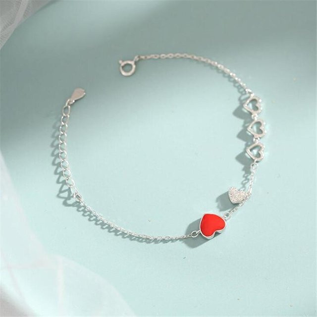 Armband Allbestart, 925 Silber, Rotes Herz, Kristall, Damen - Bild 1