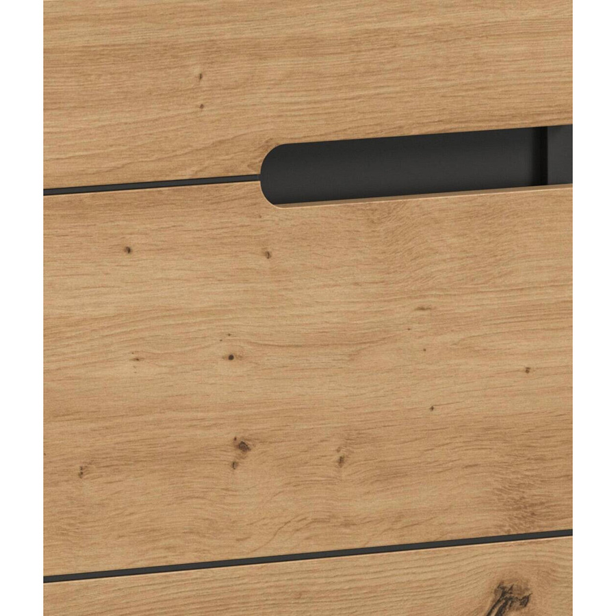 Badkombination Canu von xonox.home in Basalt Eiche Artisan Nachbildung, 3-teiliges Badezimmer-Set mit Spiegelschrank, Waschtischunterschrank und Hochschrank, Grau/Schwarz Matt, B/H/T: 133 x 193 x 34 cm - Bild 3