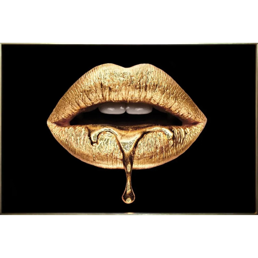 Art Universe Modernes Glasbild Goldene Lippen in Gold, B: 80 cm, H: 120 cm - Bild 2