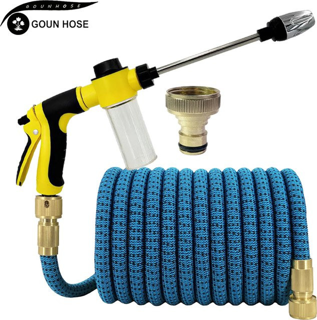 GOUNHOSE Gartenbewässerungsschlauch Set mit Hochdruck-Autowaschpistole und Teleskop-Schaumschlauch in Blau - Bild 1