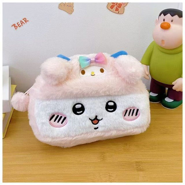 Chiikawa Plüsch-Federmäppchen in Rosa, weiches Stoff-Schreibwaren-Etui mit großem Fassungsvermögen - Bild 1