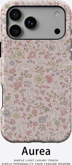 Robuste doppelschichtige Handyhülle von Potdemiel mit Hasen- und Blumenmuster für iPhone 17 16 15 14 13 Pro Max Plus, magnetisch, Multicolour - Bild 1